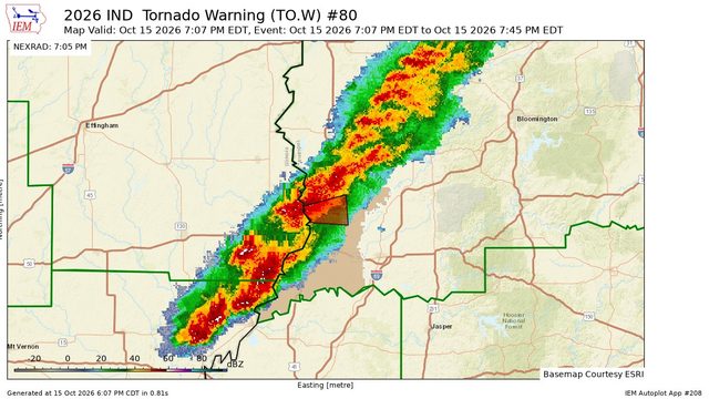 Tornado warnings cover Knox and Daviess counties on Thursday evening